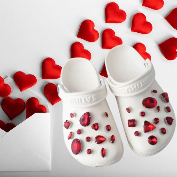 Ruby Red Glass Rhinestone Shoe Charms - Picture 10 of 10